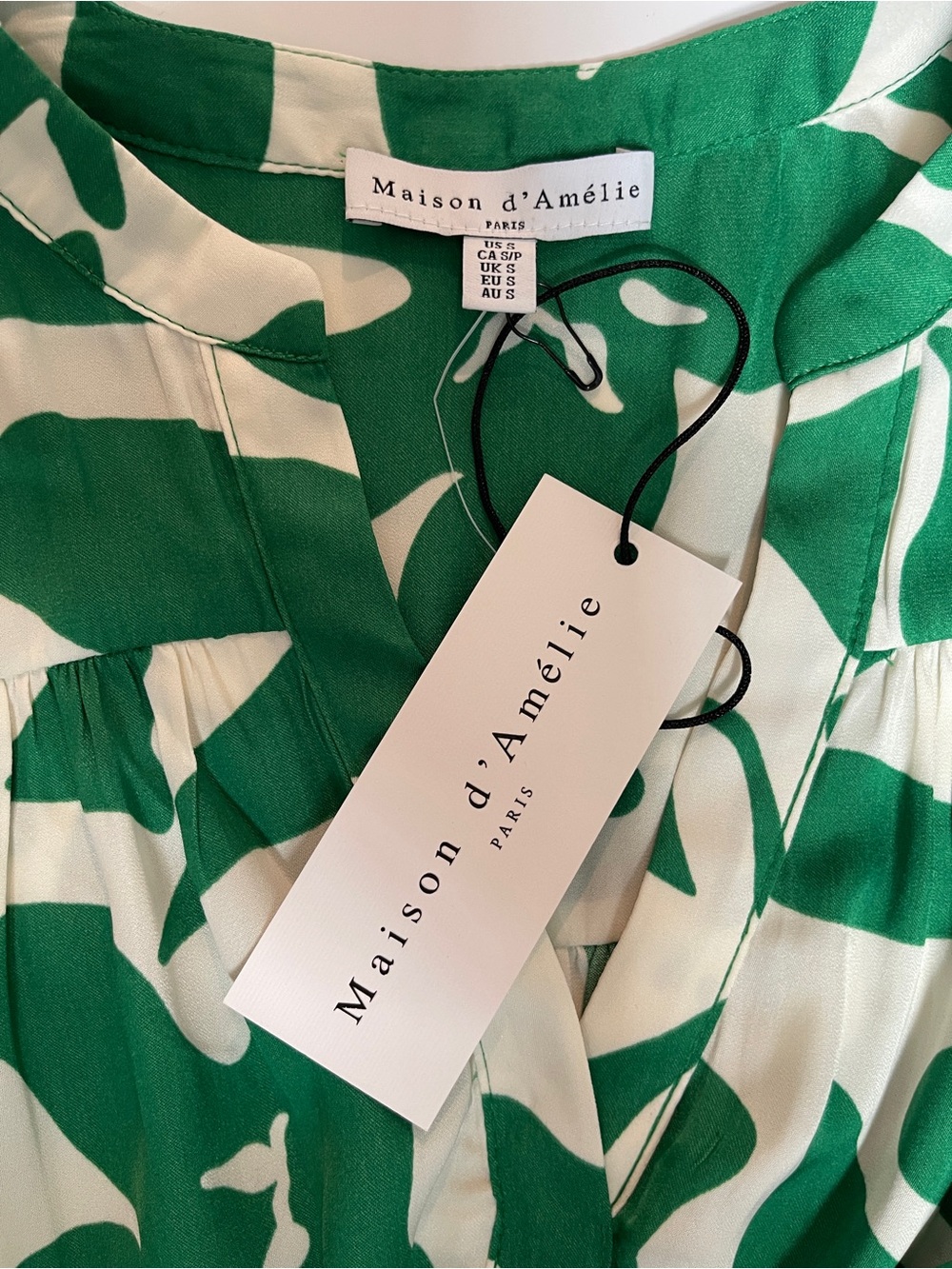 Green and White Printed Women's Blouse